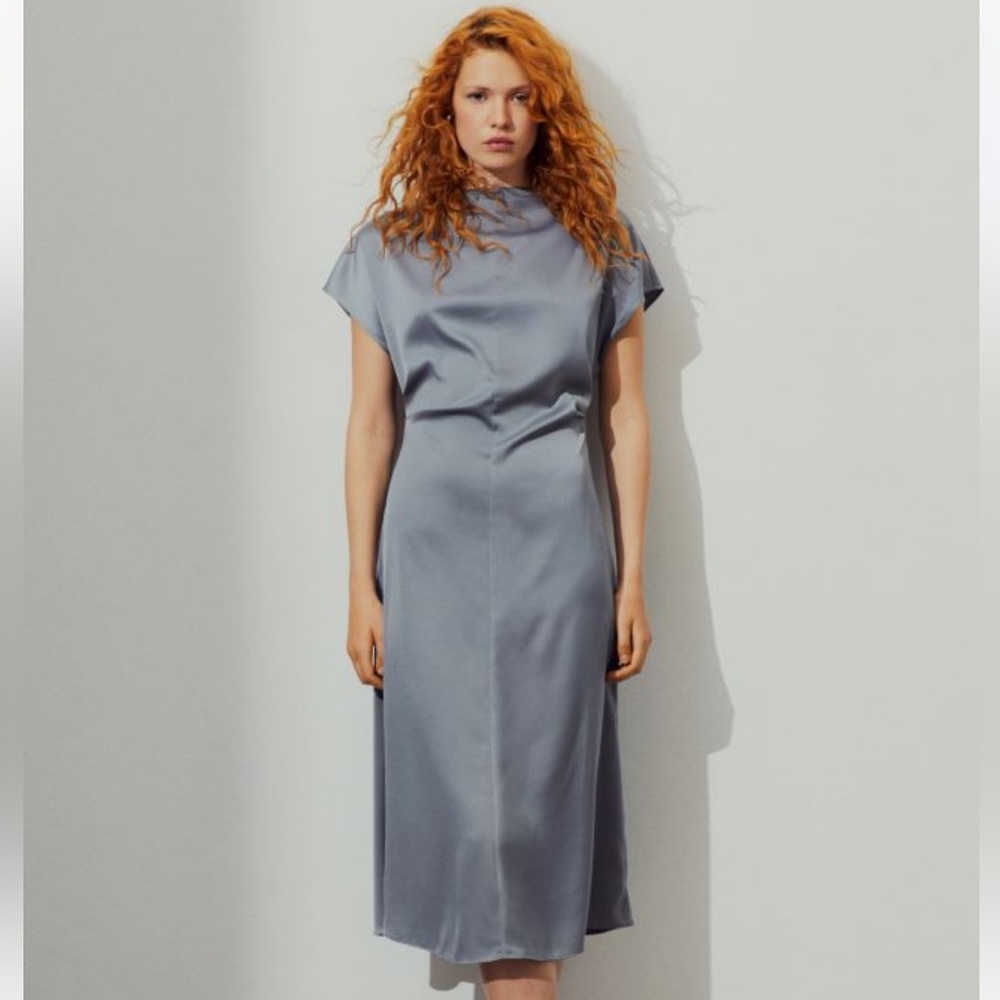 H&M grey satin dress Size M